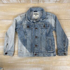 OshKosh B'gosh Denim Blue Jean Jacket Boys Toddler Girls 4T Snap Front Pockets
